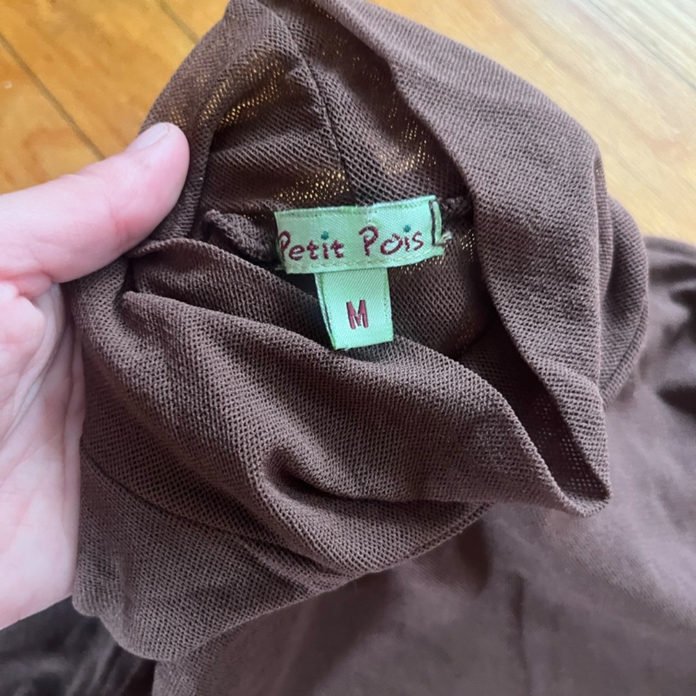 Petit Pois Viviana G Brown Mesh Turtleneck - size medium - Picture 3 of 5